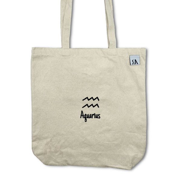 Aquarius astrology / zodiac embroidered tote bag - Picture 1 of 3